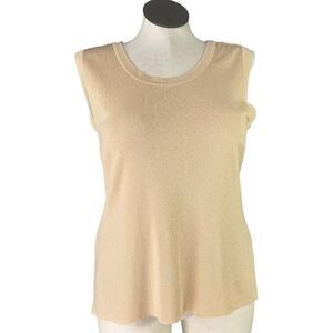 Exclusively Misook Tank Top Women 1X Beige Signature Knit Scoop Neck Shell